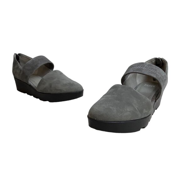 Eileen Fisher Women's Grey Suede Wedge Sandals Sz 7 - Picture 1 of 11